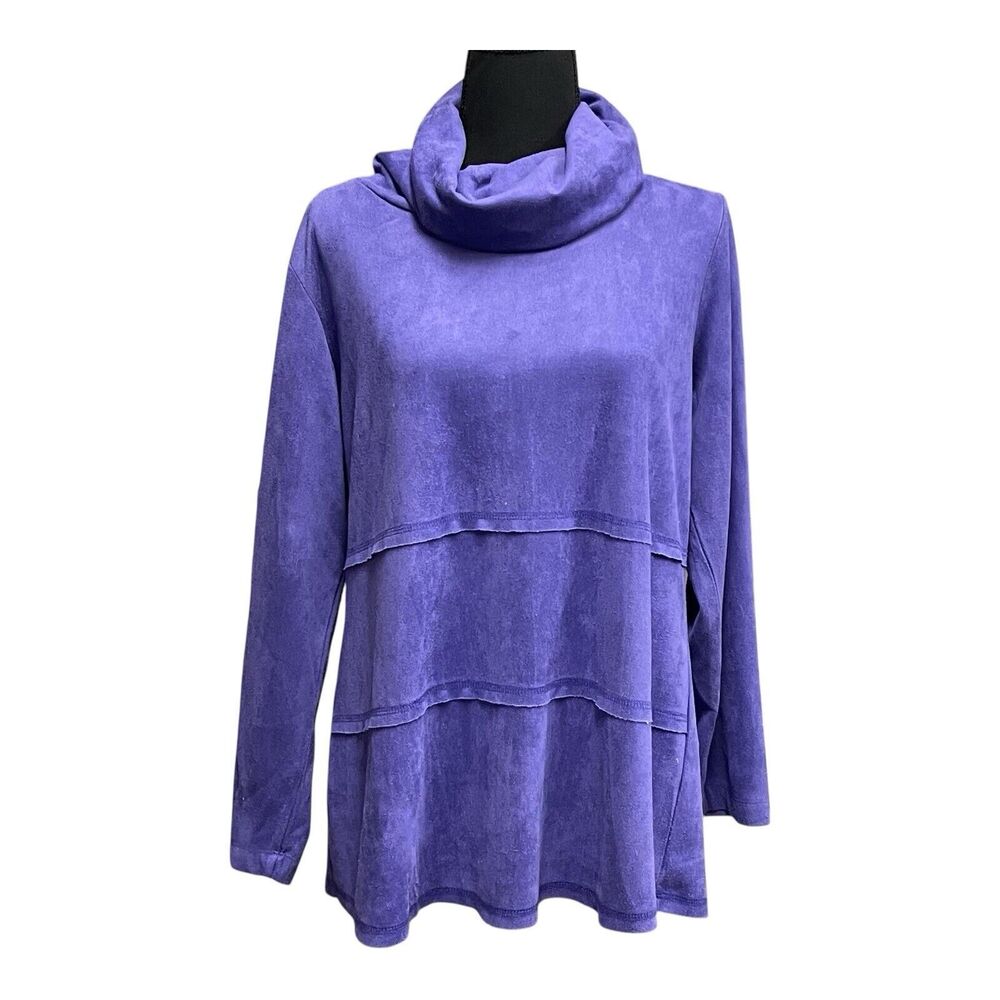 ETHYL Luxury Sueded Pullover GROOVY Purple Relaxed Turtleneck